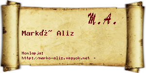 Markó Aliz névjegykártya